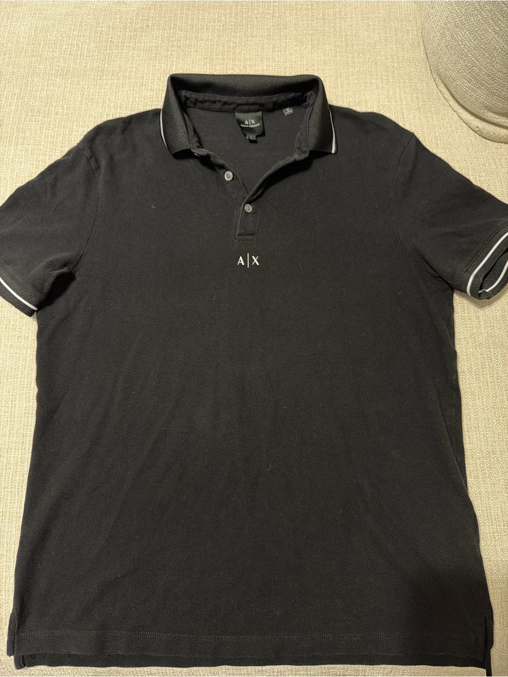 Armani Exchange Men’s Black Polo with White Trim